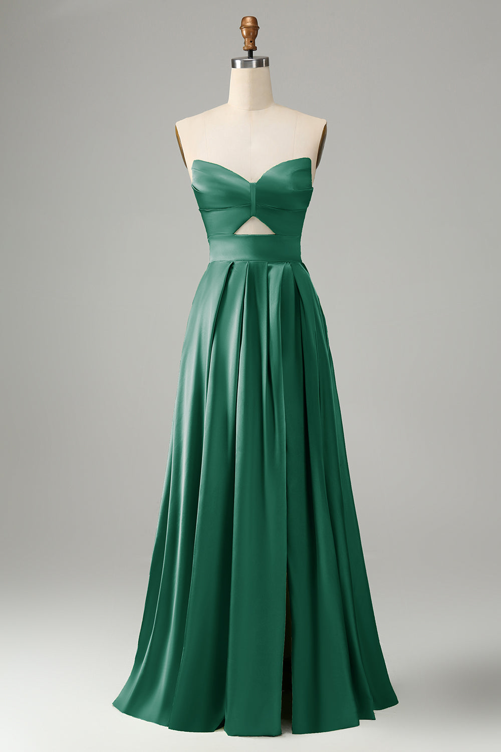 Green Keyhole Wedding Guest Dress A Line Sweetheart Long Prom Dress With Slit