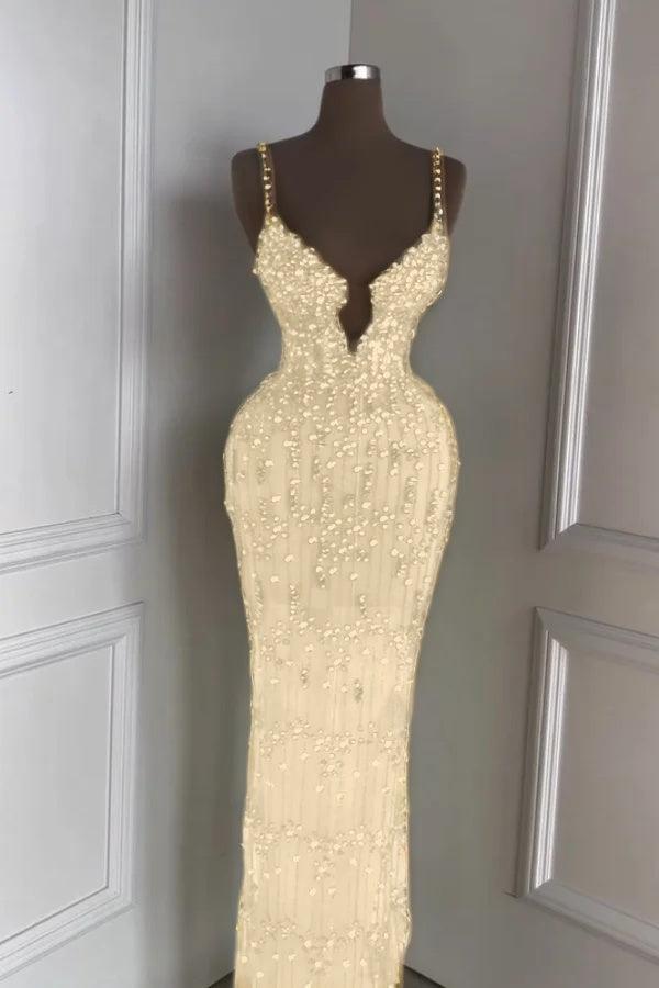 Green Mermaid Prom Dress Sleeveless Spaghetti Straps Formal Dress With Beadings and Rhinestones
