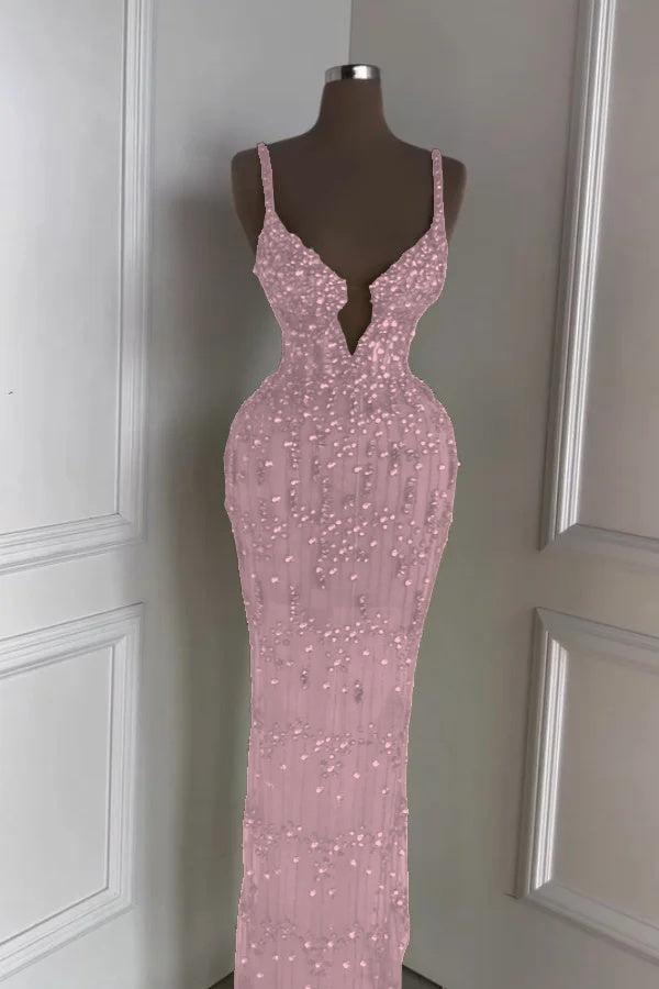 Green Mermaid Prom Dress Sleeveless Spaghetti Straps Formal Dress With Beadings and Rhinestones