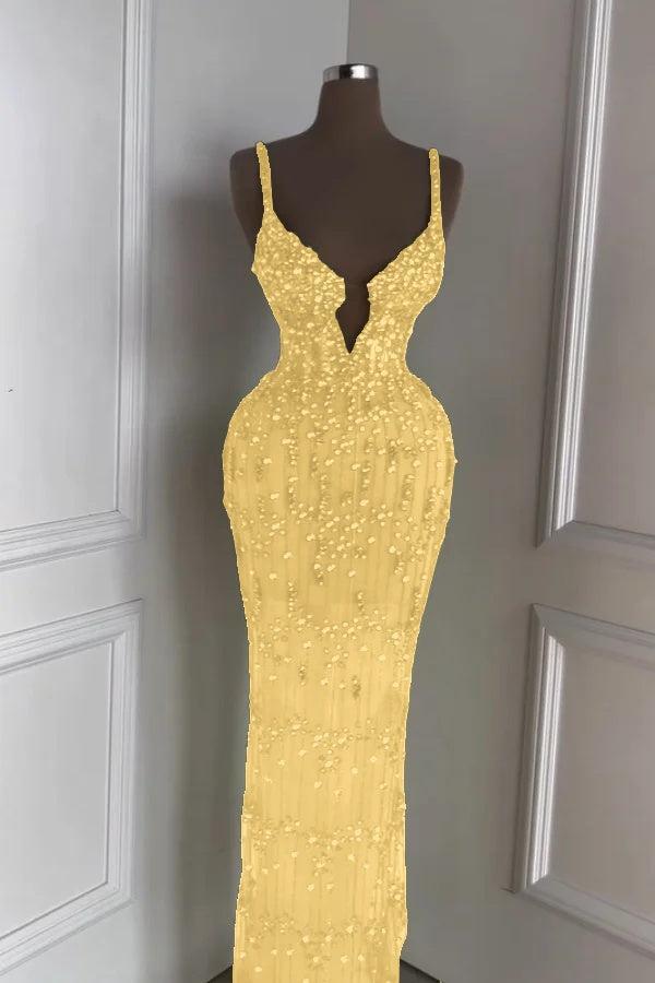 Green Mermaid Prom Dress Sleeveless Spaghetti Straps Formal Dress With Beadings and Rhinestones