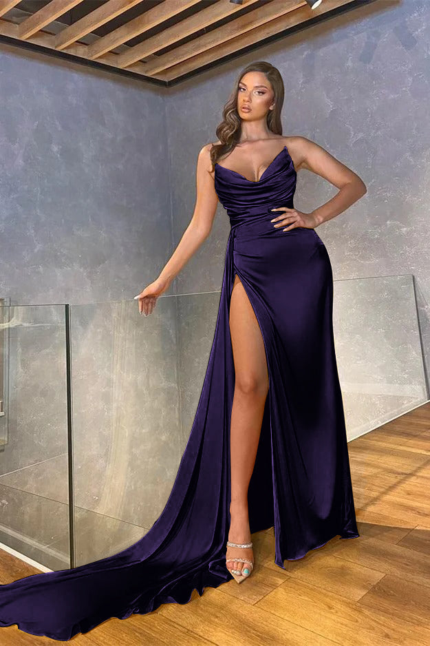 Green Mermaid Prom Dress Sleeveless Strapless Satin Formal Dress