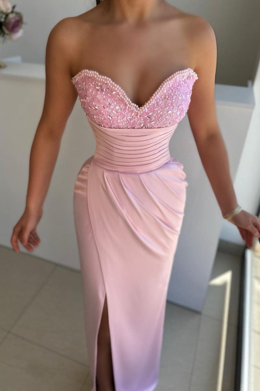 Green Mermaid Prom Dress Sleeveless Sweetheart Formal Dress With Beadings and Rhinestones