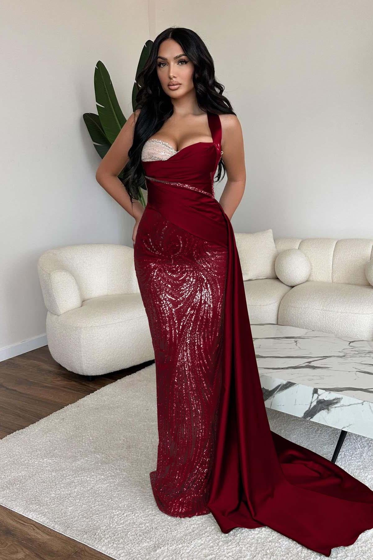 Green Mermaid Prom Dress Sweetheart Formal Dress With Sequins