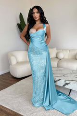 Green Mermaid Prom Dress Sweetheart Formal Dress With Sequins