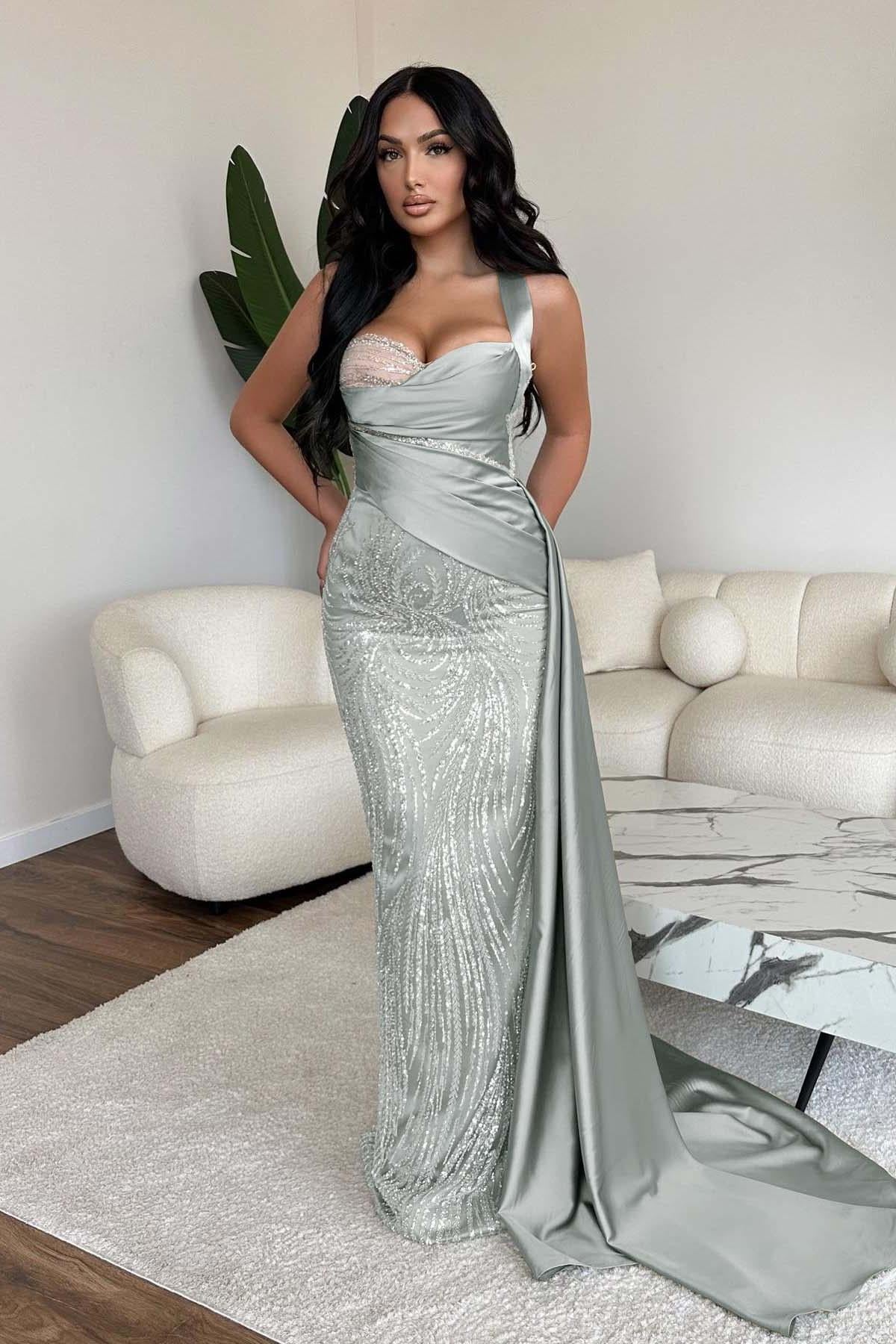 Green Mermaid Prom Dress Sweetheart Formal Dress With Sequins