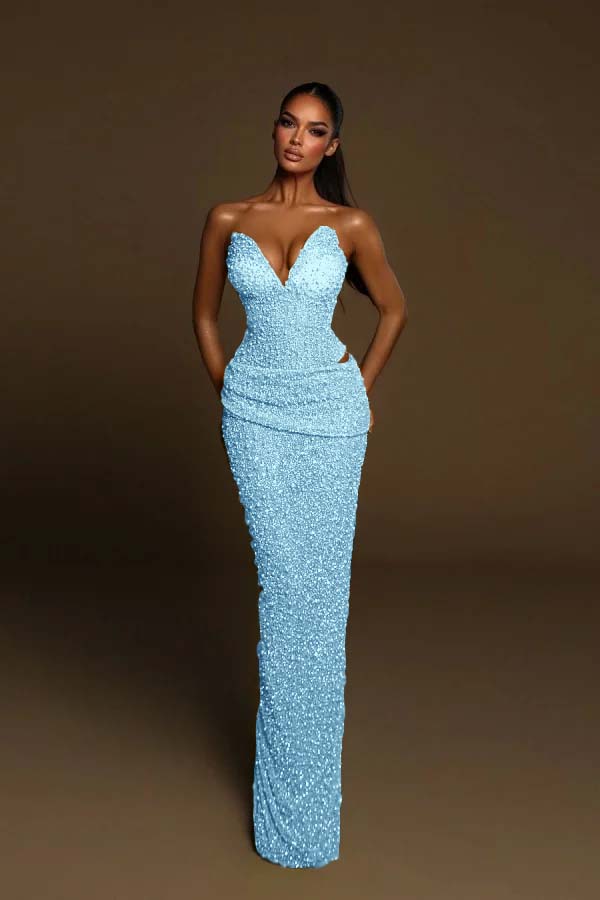 Green Mermaid Prom Dress Sweetheart Sleeveless Formal Dress With Sequins