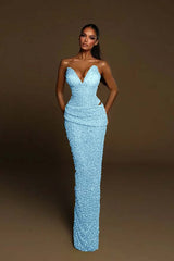 Green Mermaid Prom Dress Sweetheart Sleeveless Formal Dress With Sequins