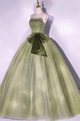 Green Prom Dress A Line Tulle Long Formal Evening Dress