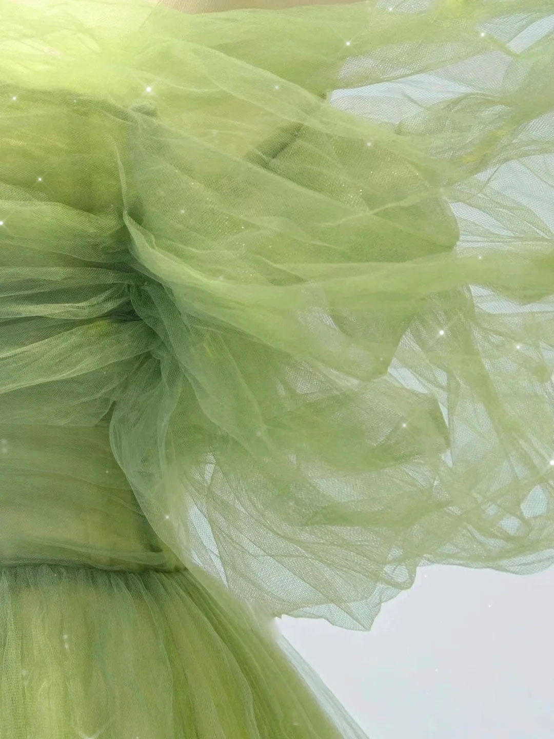 Green Prom Dress A Line Tulle Long Formal Gown Evening Dress