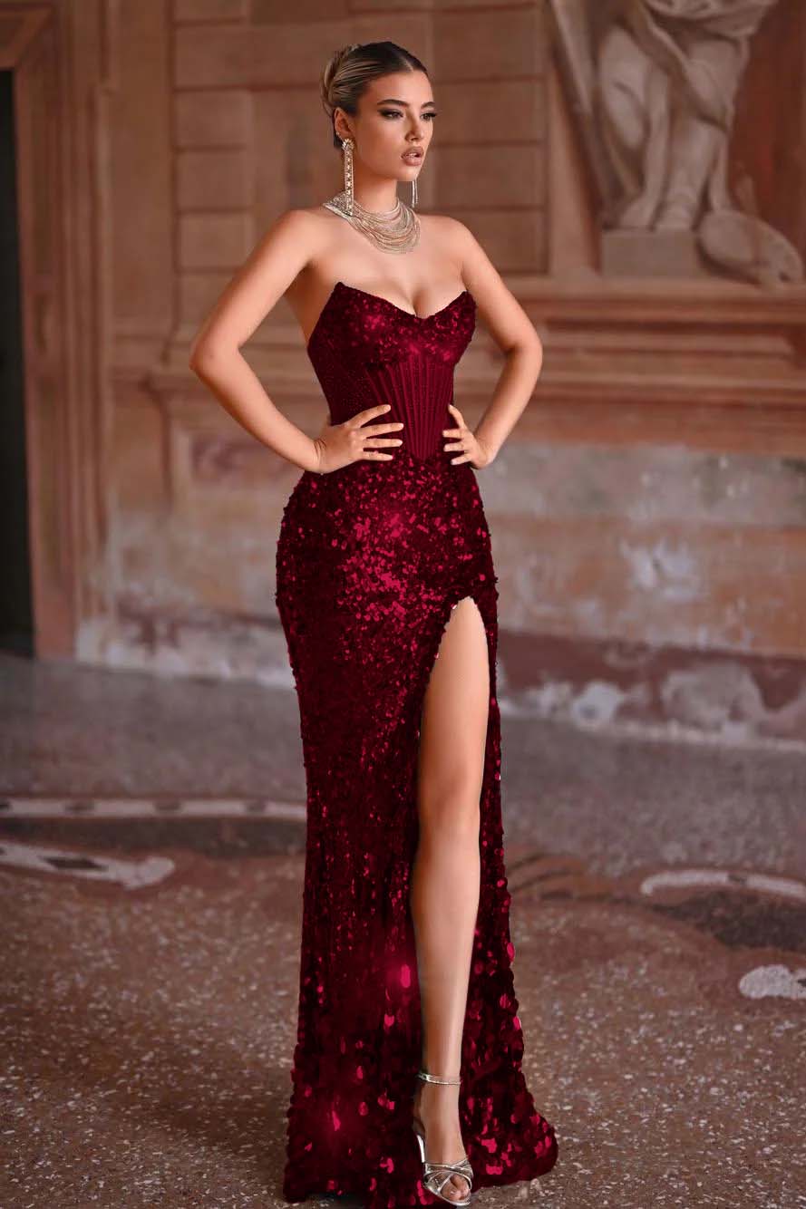 Green Prom Dress Mermaid Sweetheart Sleeveless Formal Dress With Sequins