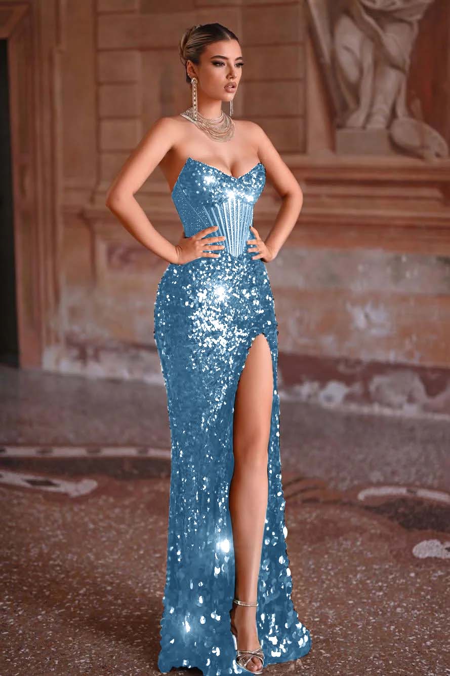 Green Prom Dress Mermaid Sweetheart Sleeveless Formal Dress With Sequins