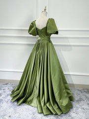 Green Prom Dress Satin Long Evening Dress