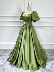 Green Prom Dress Satin Long Evening Dress