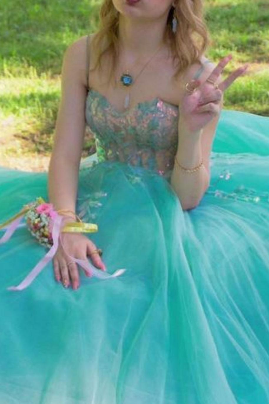 Green Prom Dress Sweetheart Neck Tulle Lace Long Formal Dress Evening Dress