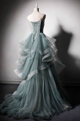 Green Prom Dress Tulle Lace Long Evening Dress