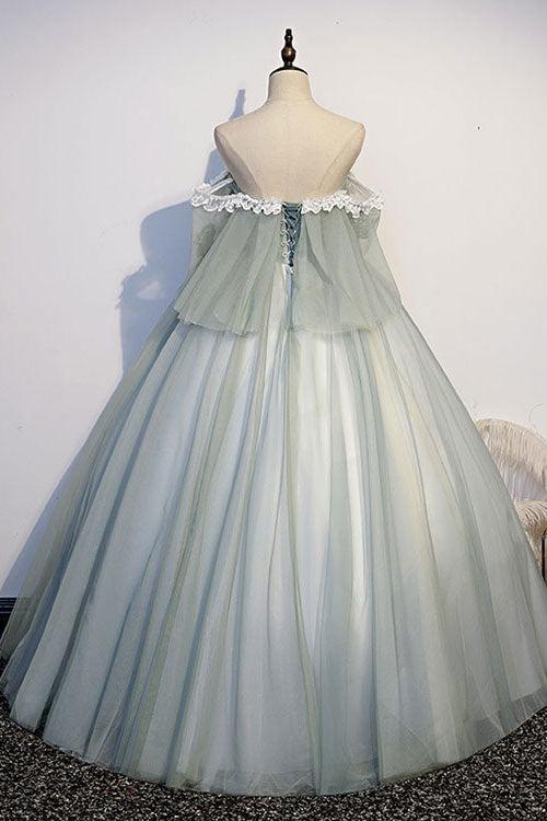 Green Prom Dress Tulle Lace Long Formal Evening Dress