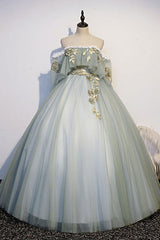Green Prom Dress Tulle Lace Long Formal Evening Dress