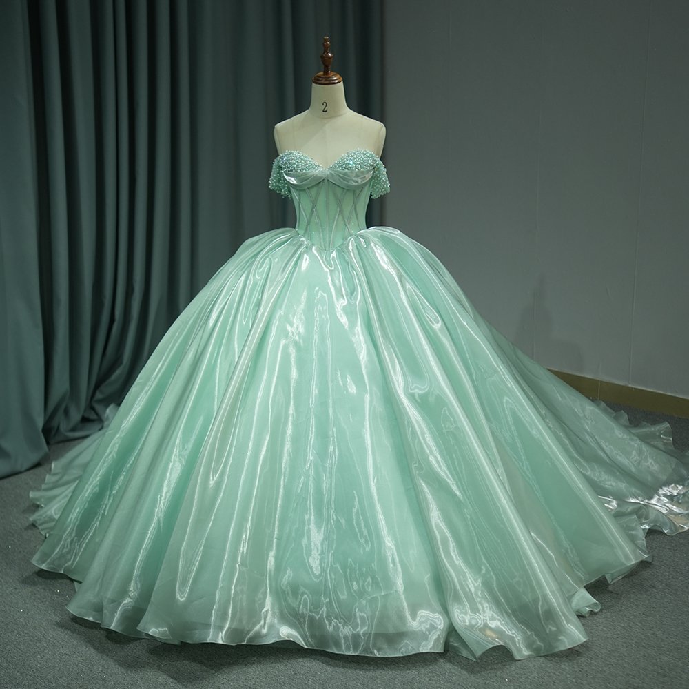 Green Quinceanera Dress Sweet 15 Evening Dress Crystal Sleeveless Ball Gown