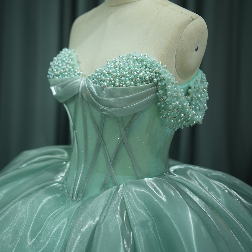 Green Quinceanera Dress Sweet 15 Evening Dress Crystal Sleeveless Ball Gown