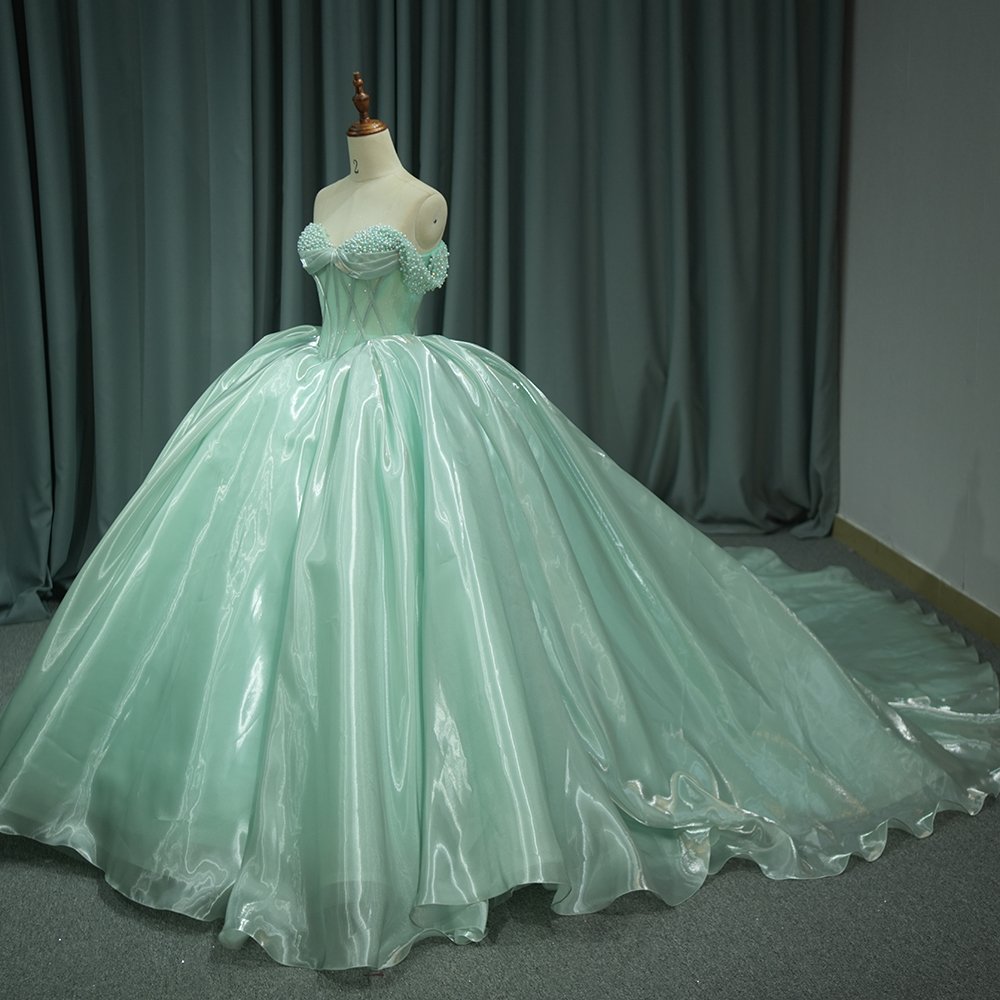 Green Quinceanera Dress Sweet 15 Evening Dress Crystal Sleeveless Ball Gown