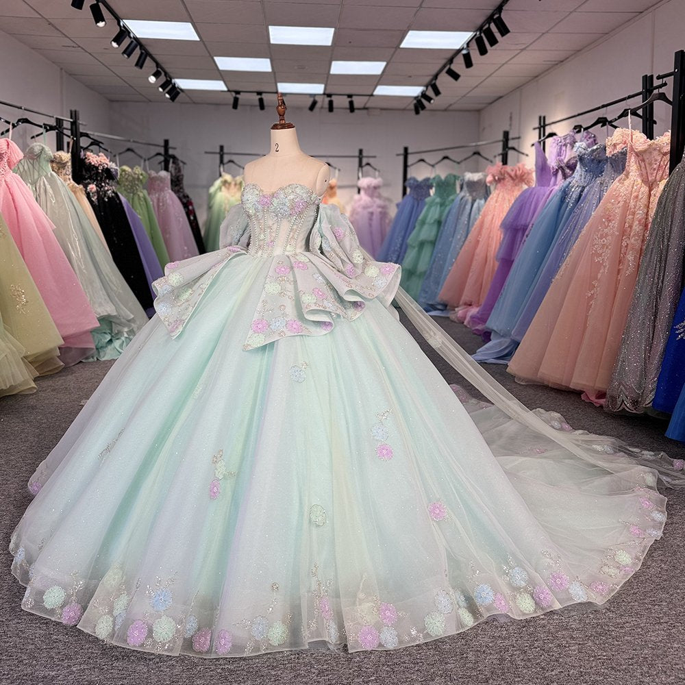 Green Quinceanera Dress Sweet 15 Evening Dress Crystal Sleeveless Ball Gown Beading Sweet 16 Dress