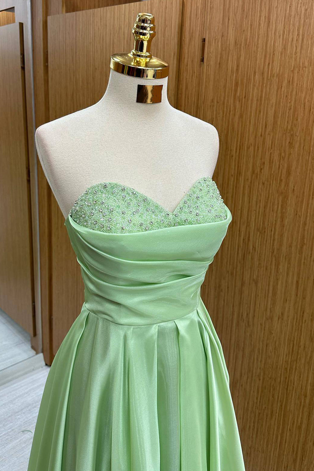 Green Sweetheart Prom Dress A Line Long Sequined Evening Dress