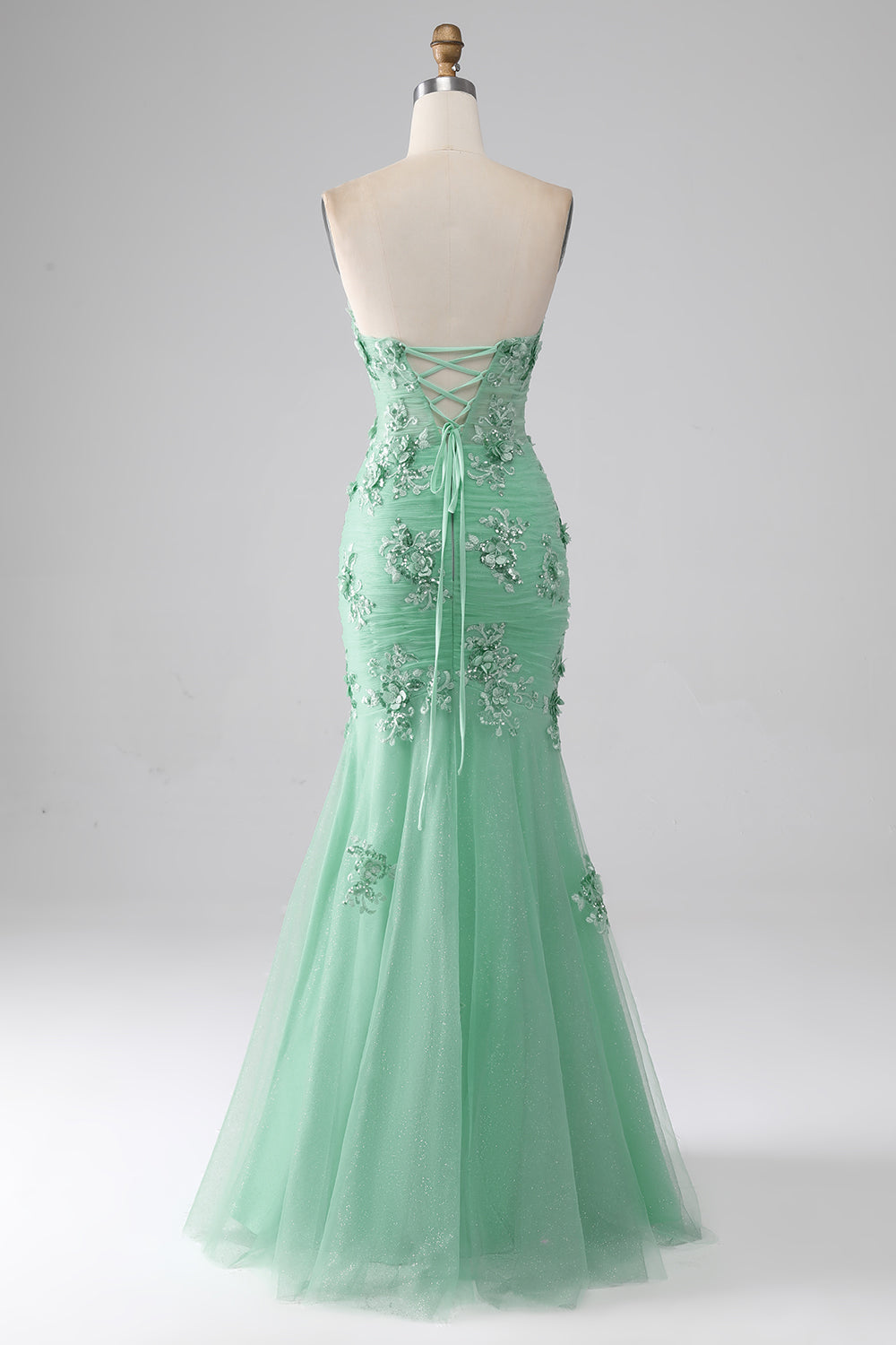 Green Trumpet Sweetheart Long Prom Dress with Appliques
