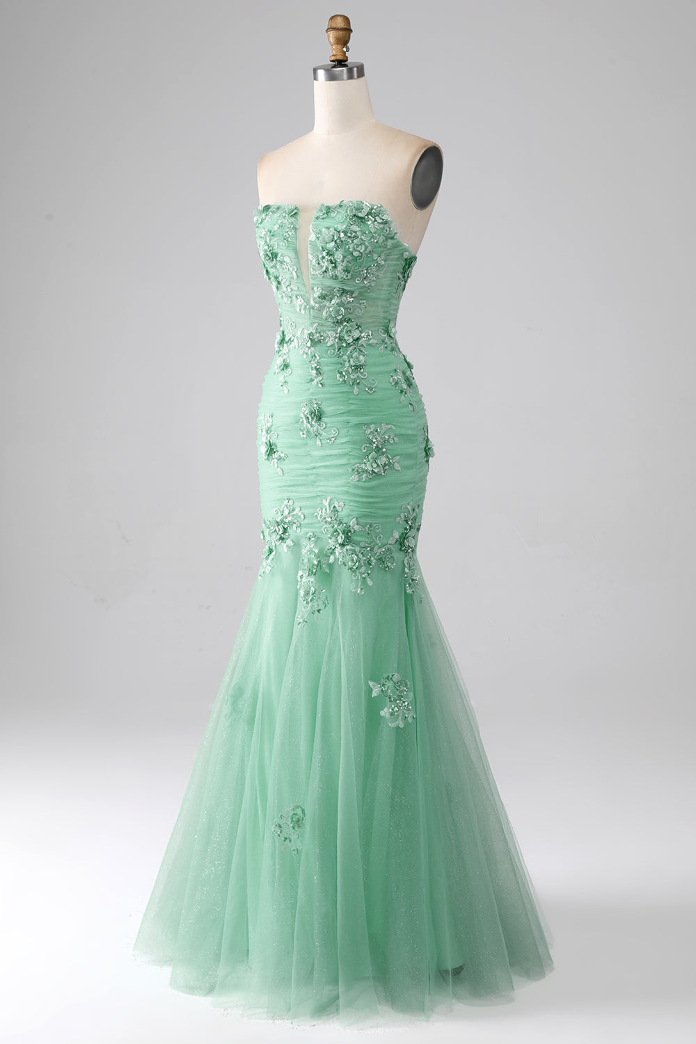 Green Trumpet Sweetheart Long Prom Dress with Appliques