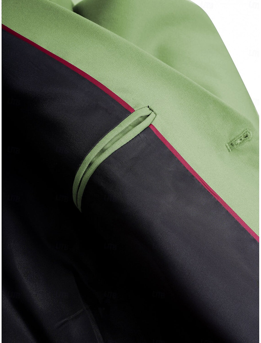 Green Two-Button Single-Breasted Formal Suit Set For Men Standard Fit