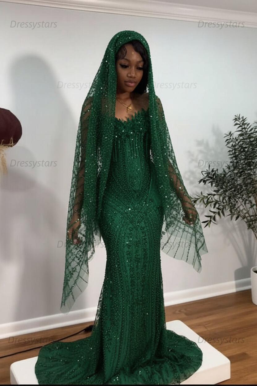Sweetheart Prom Dress Mermaid Stunning Evening Dress with Beadings