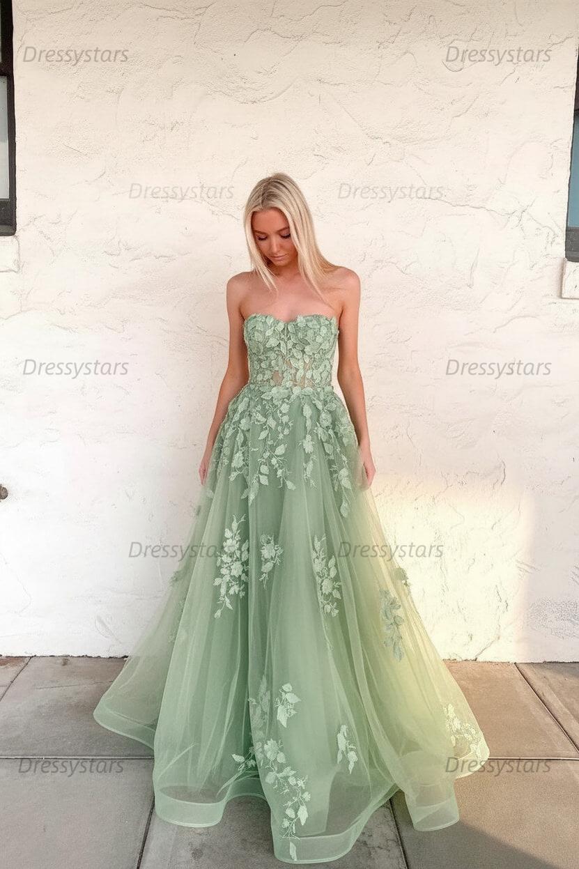 Orange Prom Dress Sweetheart Long Evening Dress with Appliques