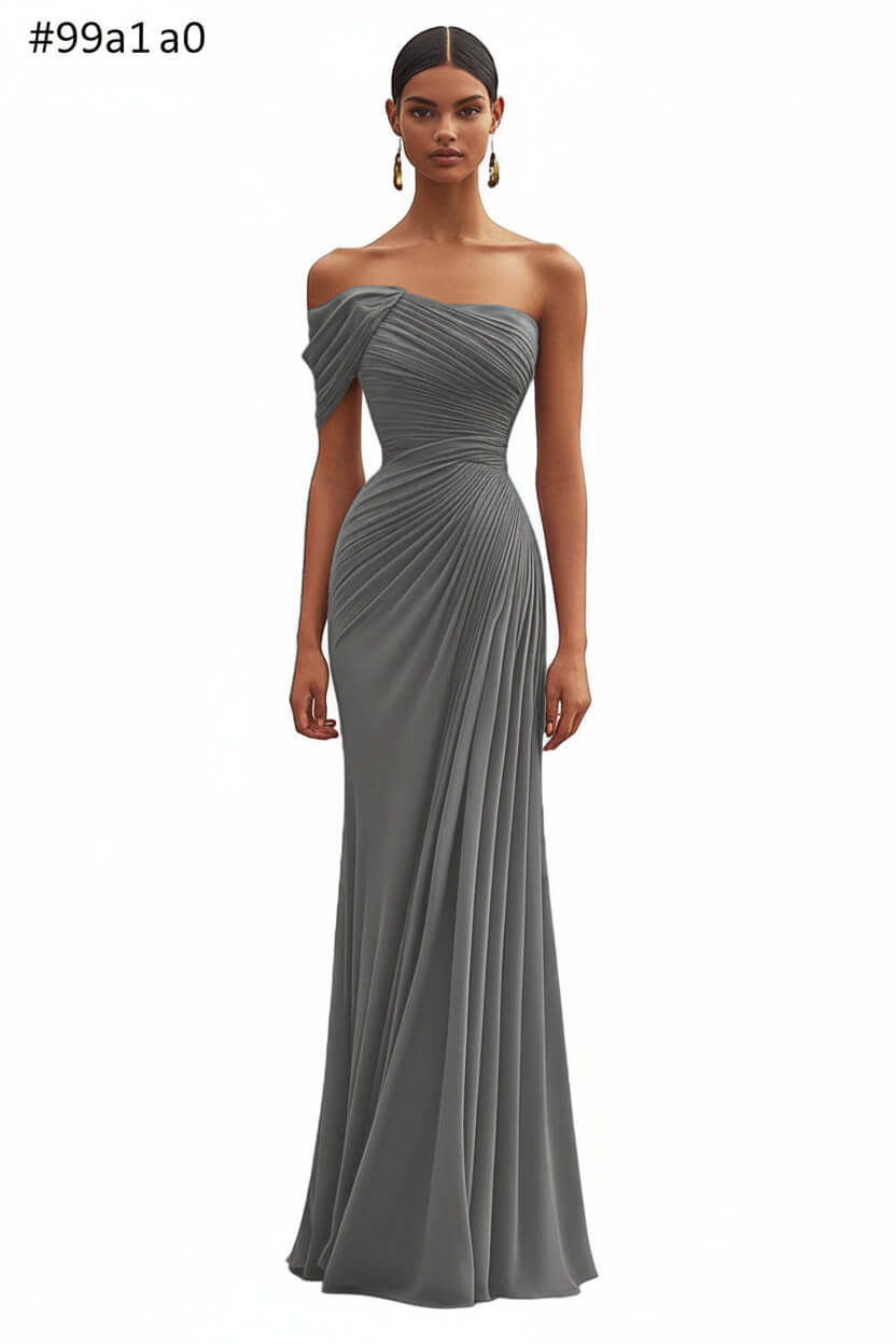 Dressystars One Shoulder Ruched Mermaid Dark Green Wedding Guest Dress Long Formal Dress