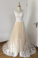 Handmade A Line Tulle Lace Appliqus Long Handmade Wedding Dress Bridal Gown