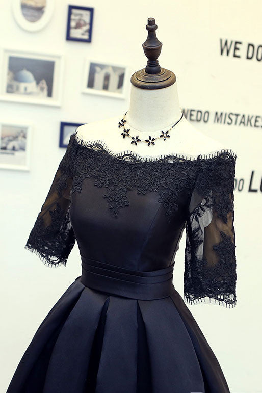 Handmade Homecoming Dress Black Lace Short Wedding Guest Dress