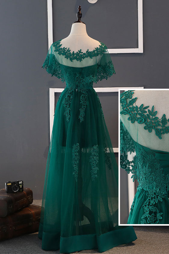 Handmade Bridesmaid Dress Green Tulle Lace Long Lace Wedding Guest Dress