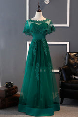 Handmade Bridesmaid Dress Green Tulle Lace Long Lace Wedding Guest Dress