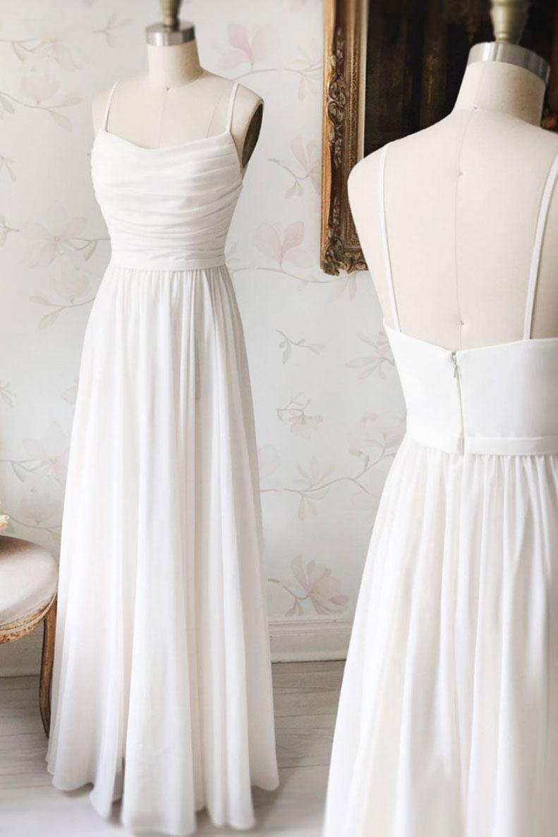 Handmade Bridesmaid Dress Ivory Chiffon Long Evening Dress