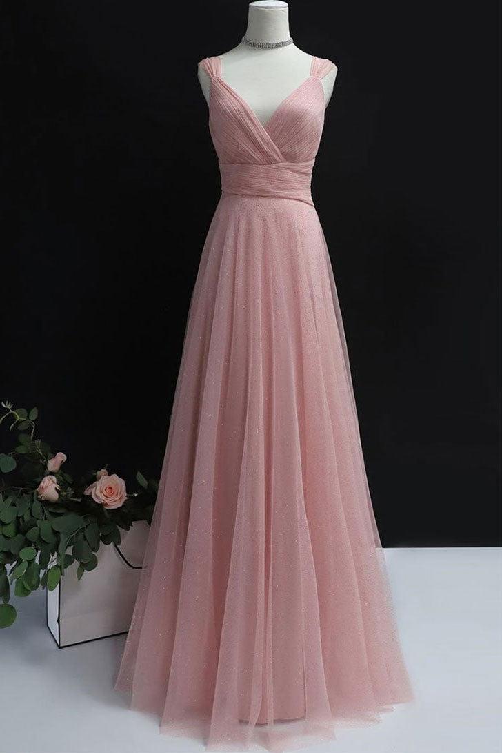 Handmade Bridesmaid Dress Pink Tulle Long Wedding Guest Dress