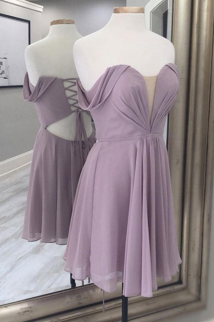 Handmade Bridesmaid Dress Simple A Line Chiffon Short Wedding Guest Dress
