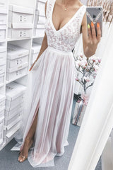 Handmade Bridesmaid DressLight Pink Tulle Lace Long Wedding Guest Dress