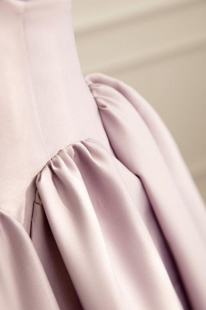 Handmade Bridesmaid DressSimple A Line Satin Pink Long Formal Wedding Guest Dress