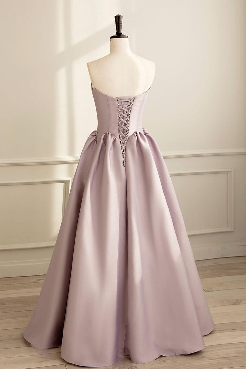 Handmade Bridesmaid DressSimple A Line Satin Pink Long Formal Wedding Guest Dress
