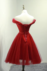 Handmade Bridesmaid DressSimple Tulle Burgundy Short Tulle Short Wedding Guest Dress