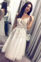 Handmade Bridesmaid DressWhite Tulle Lace Short Lace Wedding Guest Dress