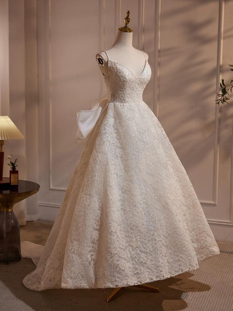Handmade Light Lace Long Handmade Wedding Dress Lace Long Bridal Gown