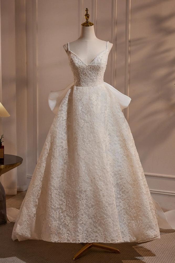 Handmade Light Lace Long Handmade Wedding Dress Lace Long Bridal Gown