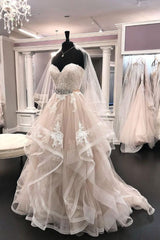 Handmade Light Tulle Lace Long Handmade Wedding Dress Lace Bridal Gown