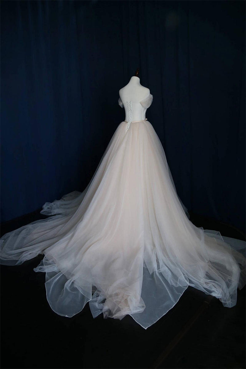 Handmade Light Tulle Long Handmade Wedding Dress Bridal Gown