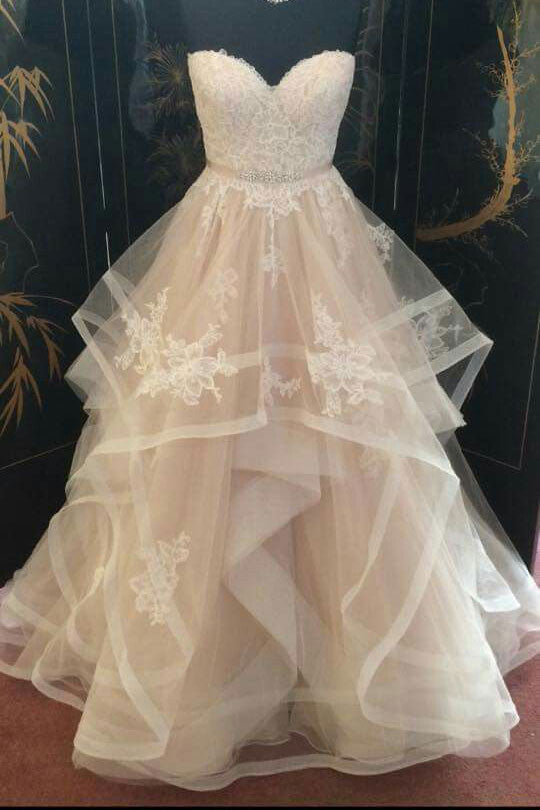 Handmade Tulle Lace Long Handmade Wedding Dress Bridal Gown