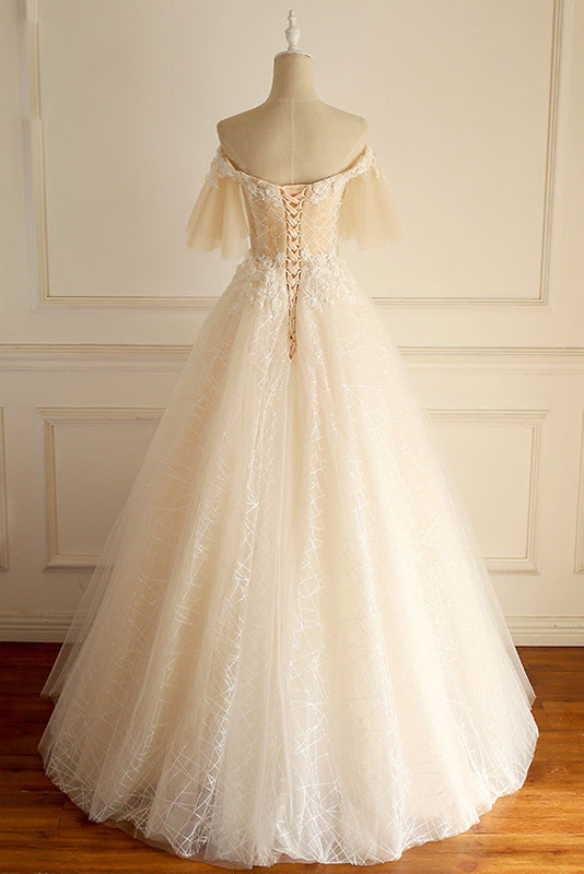 Handmade Tulle Lace Long Handmade Wedding Dress Tulle Bridal Gown
